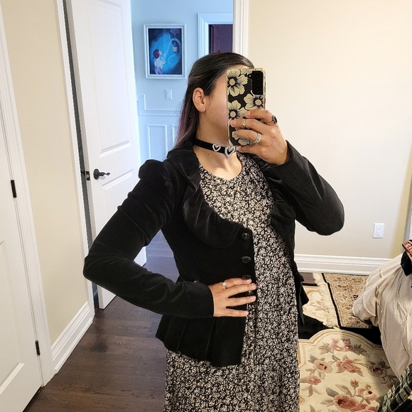 Vintage Betsey Johnson Velvet Puff Sleeve Blazer Jacket - Picture 6 of 6